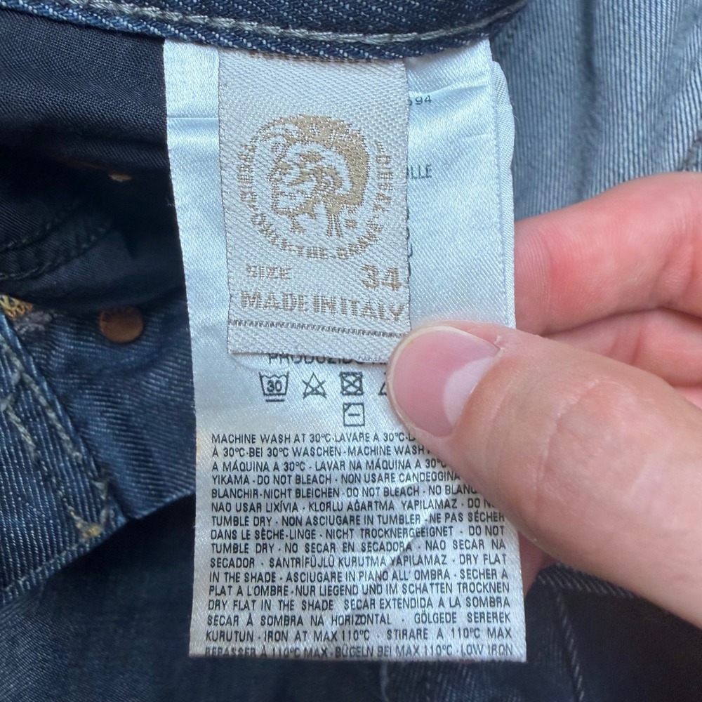 Diesel Larkee Jeans Mens 34x32 Blue Regular Straight Leg Dark Wash Made In Italy - Picture 7 of 14
